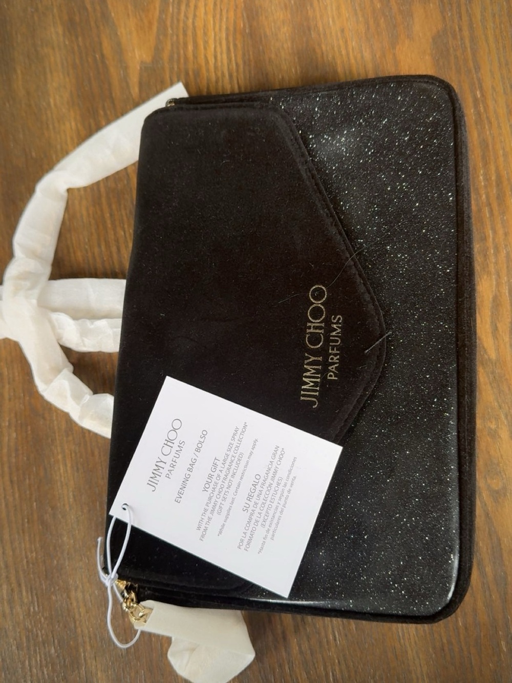Jimmy Choo Black Suede & Sparkle Clutch - Picture 3 of 5